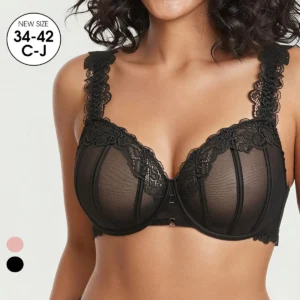 2026 Ultra Thin Mesh Bras Women Underwire Full Cup Size Lace Bra Unlined Minimizer Plus-size Bra Women's Intimates