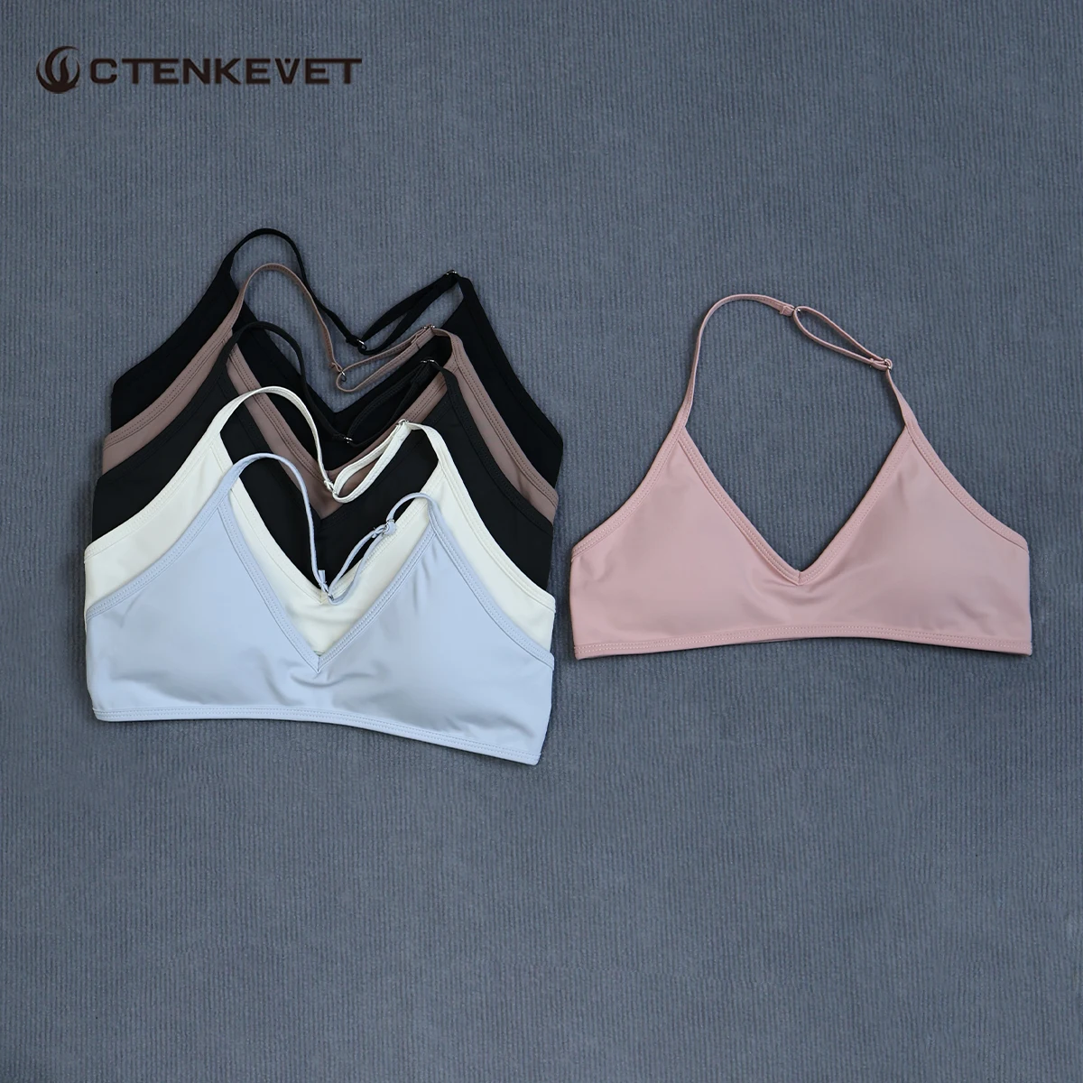 Women's Summer Halter Neck Padded Sports Yoga Bra Shock Absorption Support Backless Crop Top for Outdoor Running And Gym