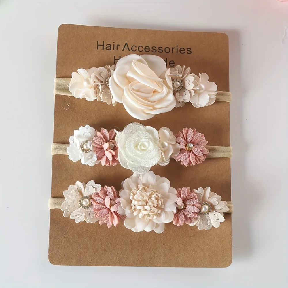Baby Girl Headband Set Cute Baby Elastic Hair Band Flower Toddler Headbands Headwear Kids Accessories 3pcs/set - Image 10