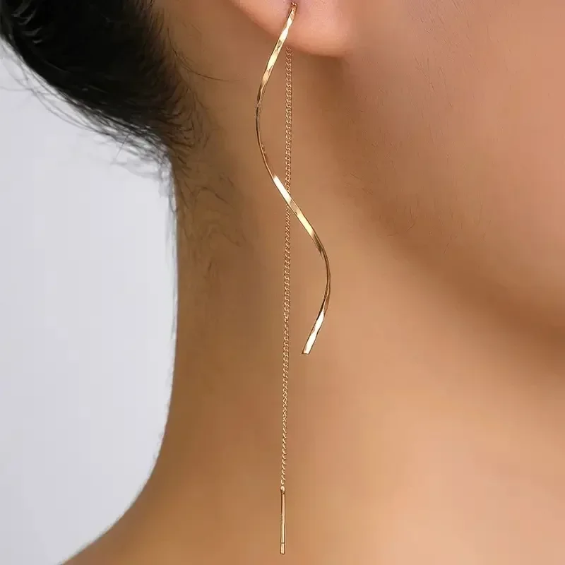 New Minimalist Long Wavy Fringe Earrings New Women Fashionable Hanging Earrings High-End Jewelry Minimalist Accessories Gifts - Image 8