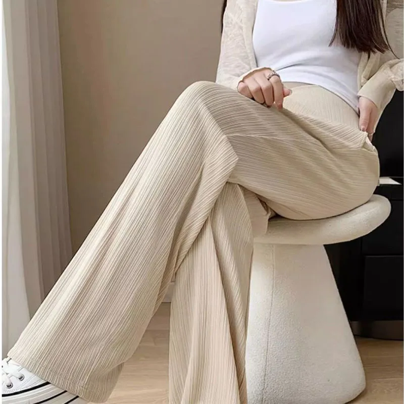 Pregnant Women Summer Thin Wide Leg Pants Loose Maternity Abdomen High Waist Trousers Pregnancy Full Length Belly Pants - Image 4