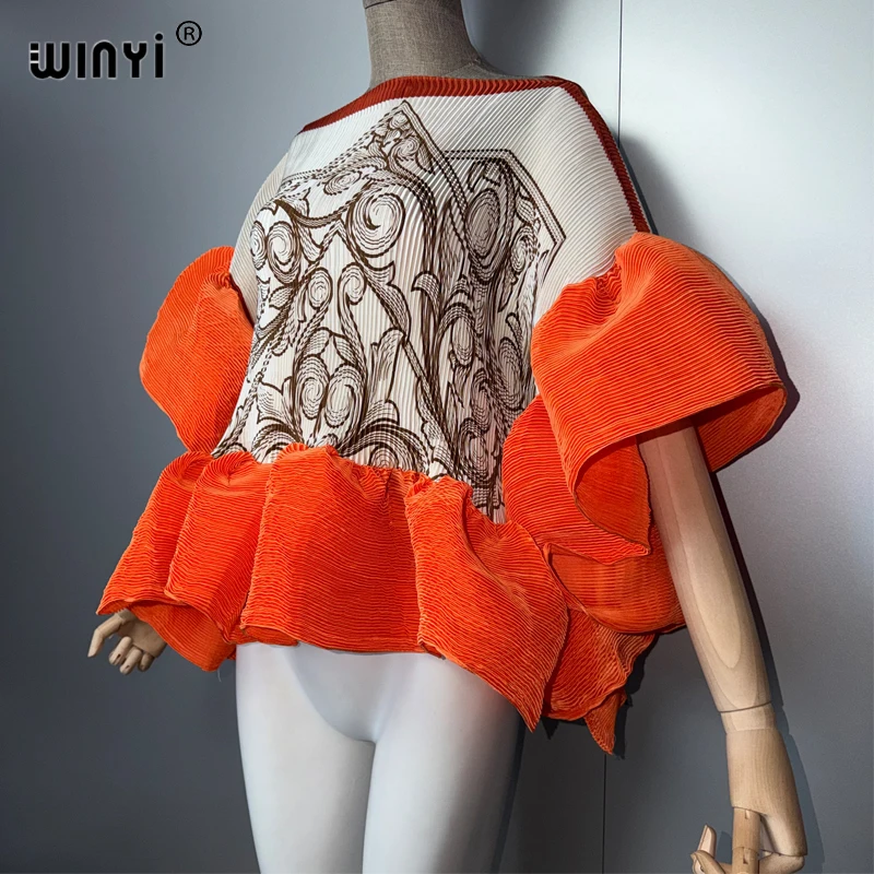 WINYI Summer Clothes Africa Pleated Elastic Casual Top Kawaii Jacket Beach Cover Up Women's T-Shirts Evening Dress - Image 4