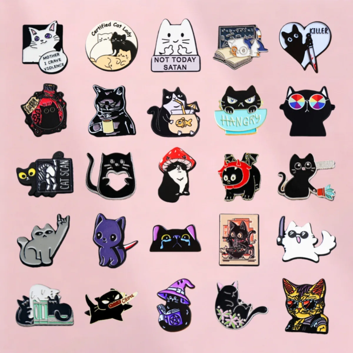 Cute and Quirky Cat Brooches: Dark and Whimsical Metal Pins for Clothing, Bags, and Unique Accessories - Image 2