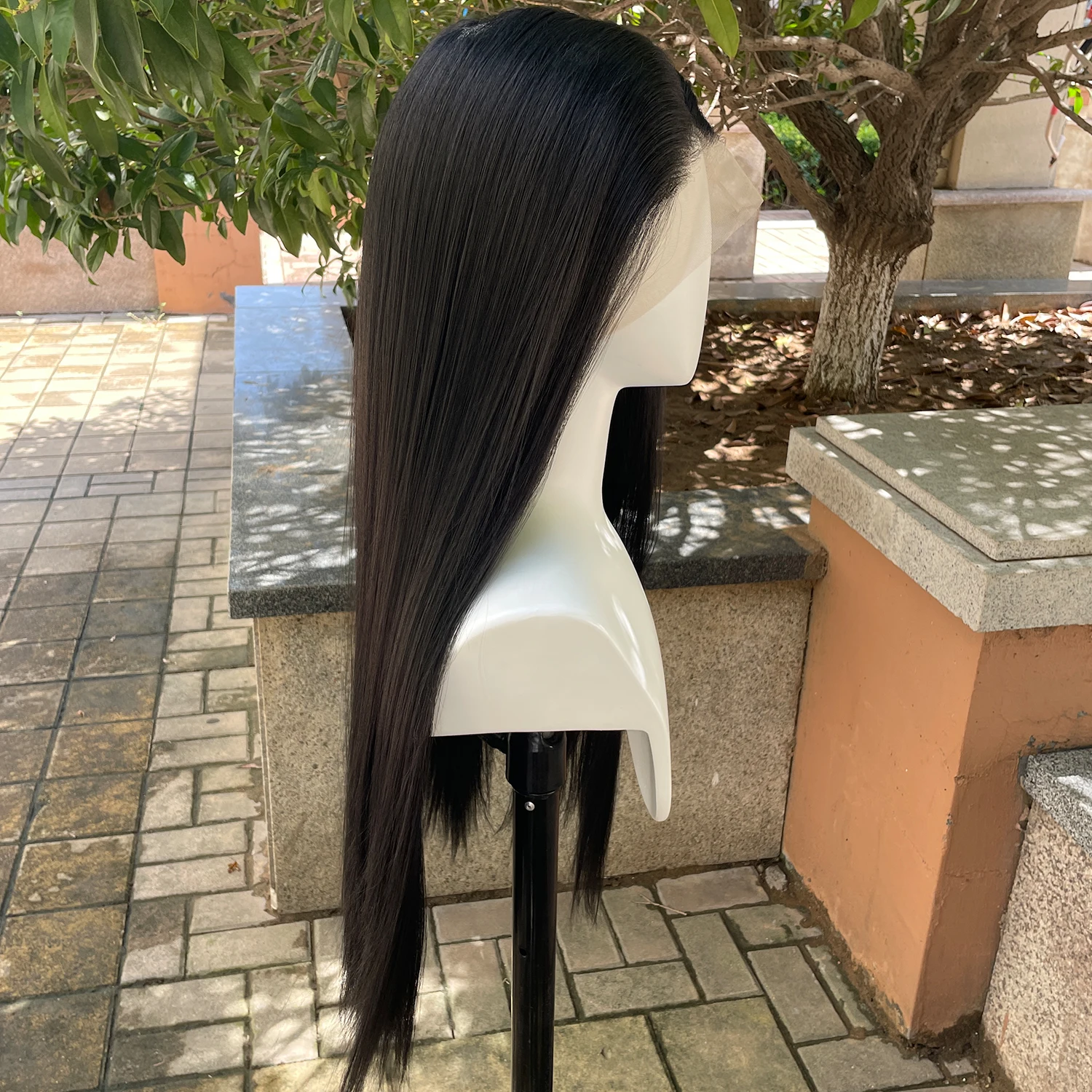 #1B Jet Black Synthetic Hair Full Lace Wigs for Black Women Heat Resistant 26 Inch Long Straight Full Hand Tied Free Part 150% - Image 2