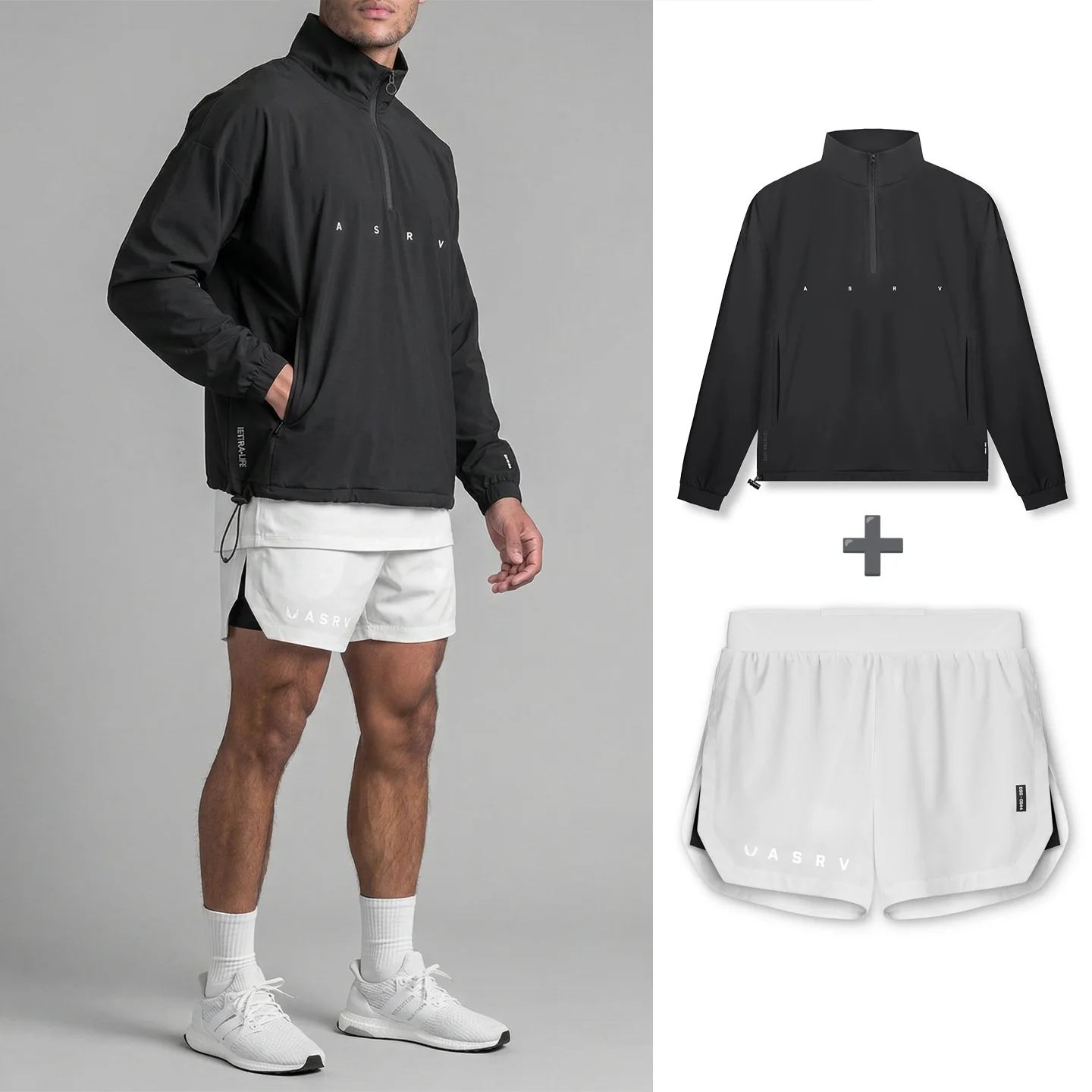Men 2-Piece Activewear Set Half-Zip Pullover 2-in-1 Shorts Quick Dry Water Repellent Drop Shoulder Workout Running Tracksuit - Image 19
