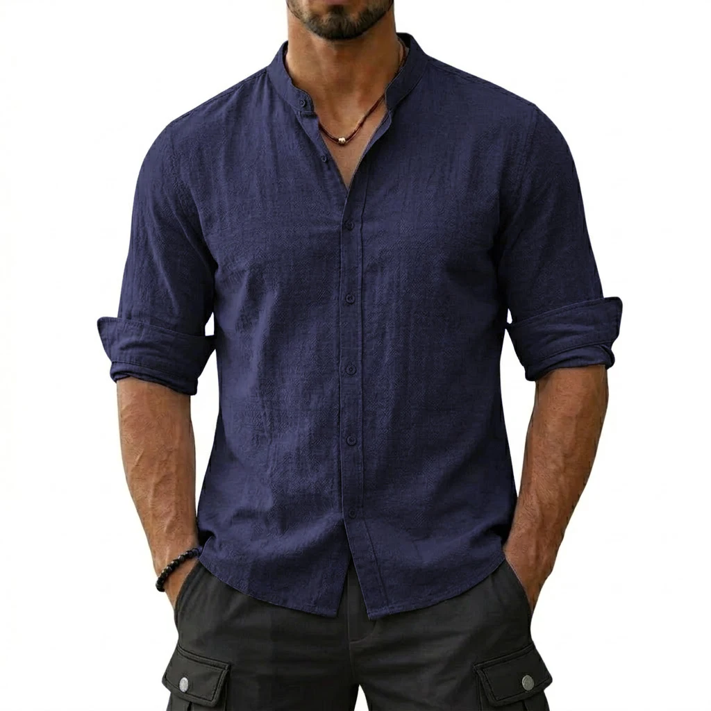 New Men's Cotton Linen Shirts for Men Casual Luxury Hawaiian Shirts Lightweight Long Sleeve Henley Beach Shirts T-Shirts for Men - Image 9