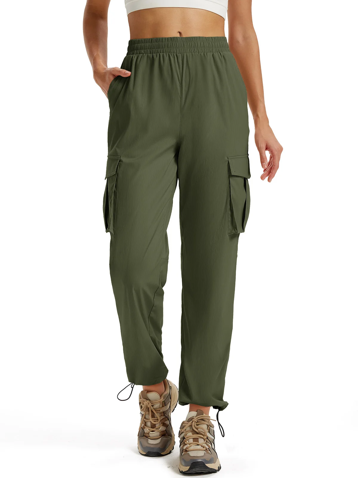 TACVASEN Women's Lightweight Quick Dry Adjustable Drawcords Hiking Pants Nylon Water Resistant Travel Cargo Pants with 5 Pockets - Image 7