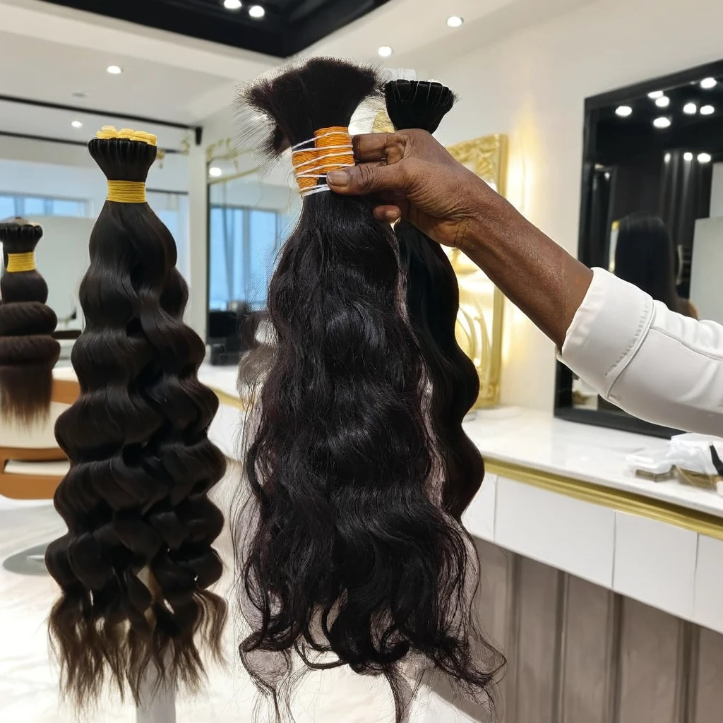 100% Indian Temple Virgin Raw Human Hair – Single Donor Bulk Hair Extensions - Image 3