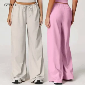 Women's Yoga Wide Leg Pants Draped Loose Casual Trousers Naked Feel Gym Sweatpants with Drawstring Elastic Waist sportswear