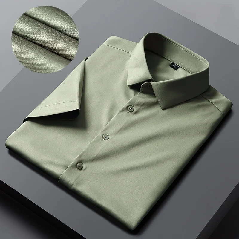Men Shirts Short Sleeves Dress Shirts For Men Slim Fit Camisa Social Business Blouse White Office Shirt Men's Clothing S-4XL - Image 11