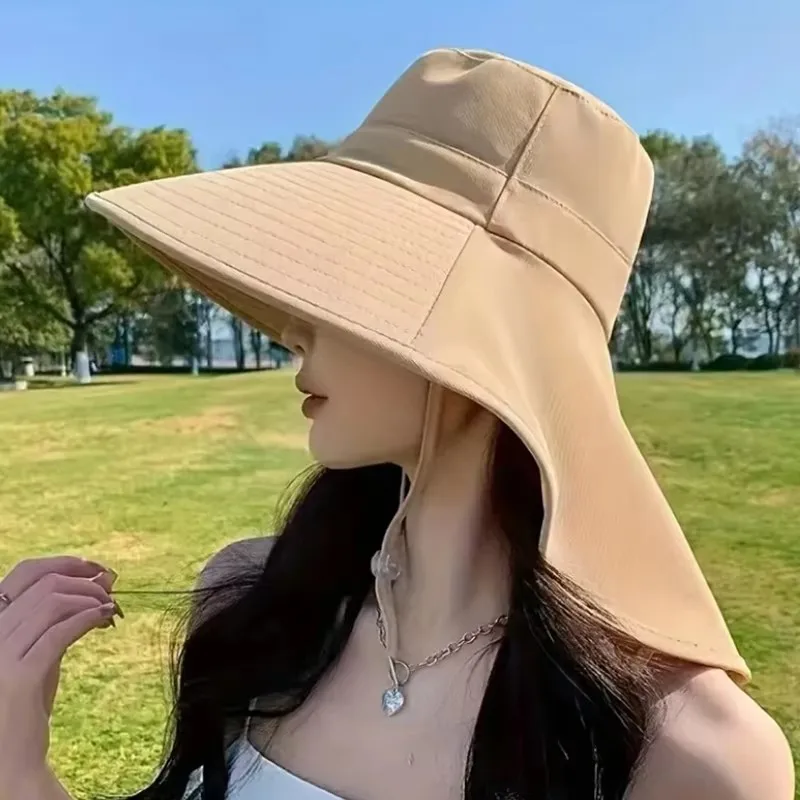 New Summer Ponytail Hat with Large Brim Sun Visor Women's Neck Protection Fisherman's Hat Outdoor Hat - Image 14
