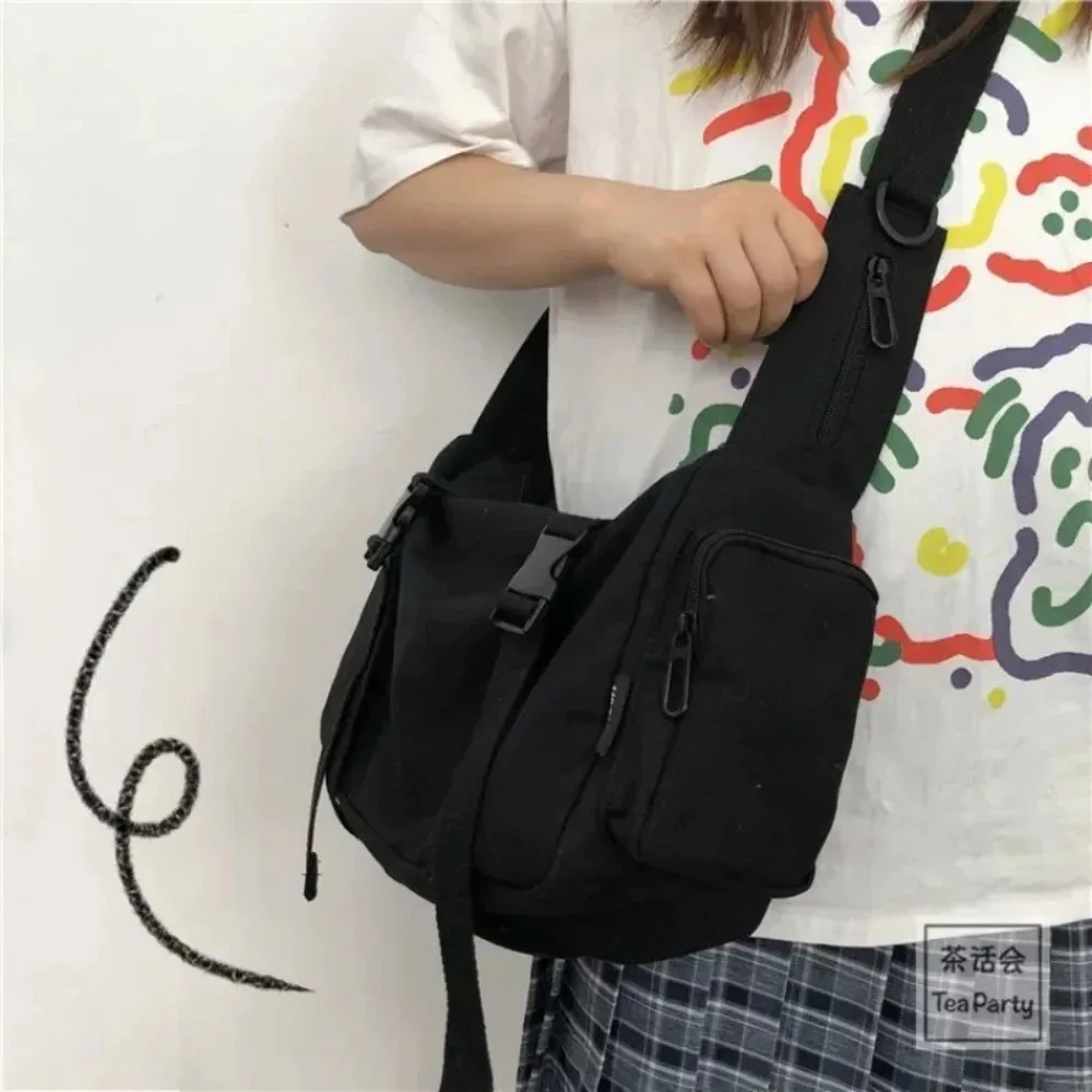 Canvas Crossbody Bags for Women Youth Men Fashion Casual Large Capacity Handbags Shoulder Bags Solid Color Ladies Messenger Bag - Image 2