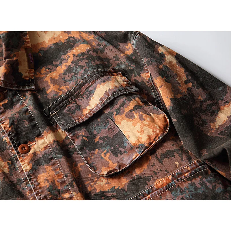 Men Camouflage Washed Cotton Loose Casual Outdoor Track Tooling Cargo Jacket Women Streetwear Fashion Oversize Techwear Coat - Image 6