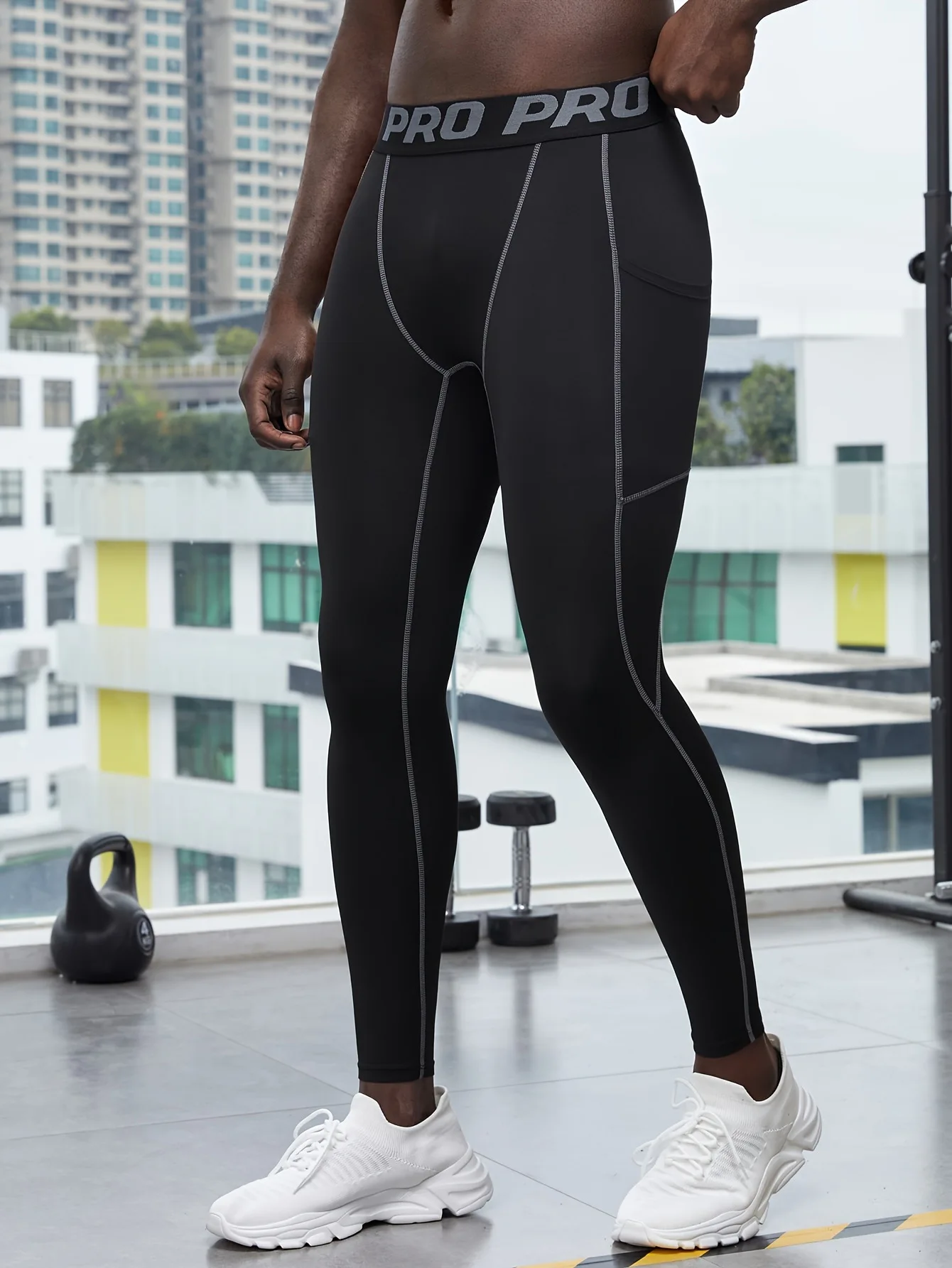 Elastic Comfort Men's Running Tights for All-Day Wear Seamless Compression Nylon Spandex Muscle Fit Gym Leggings Crossfit - Image 5