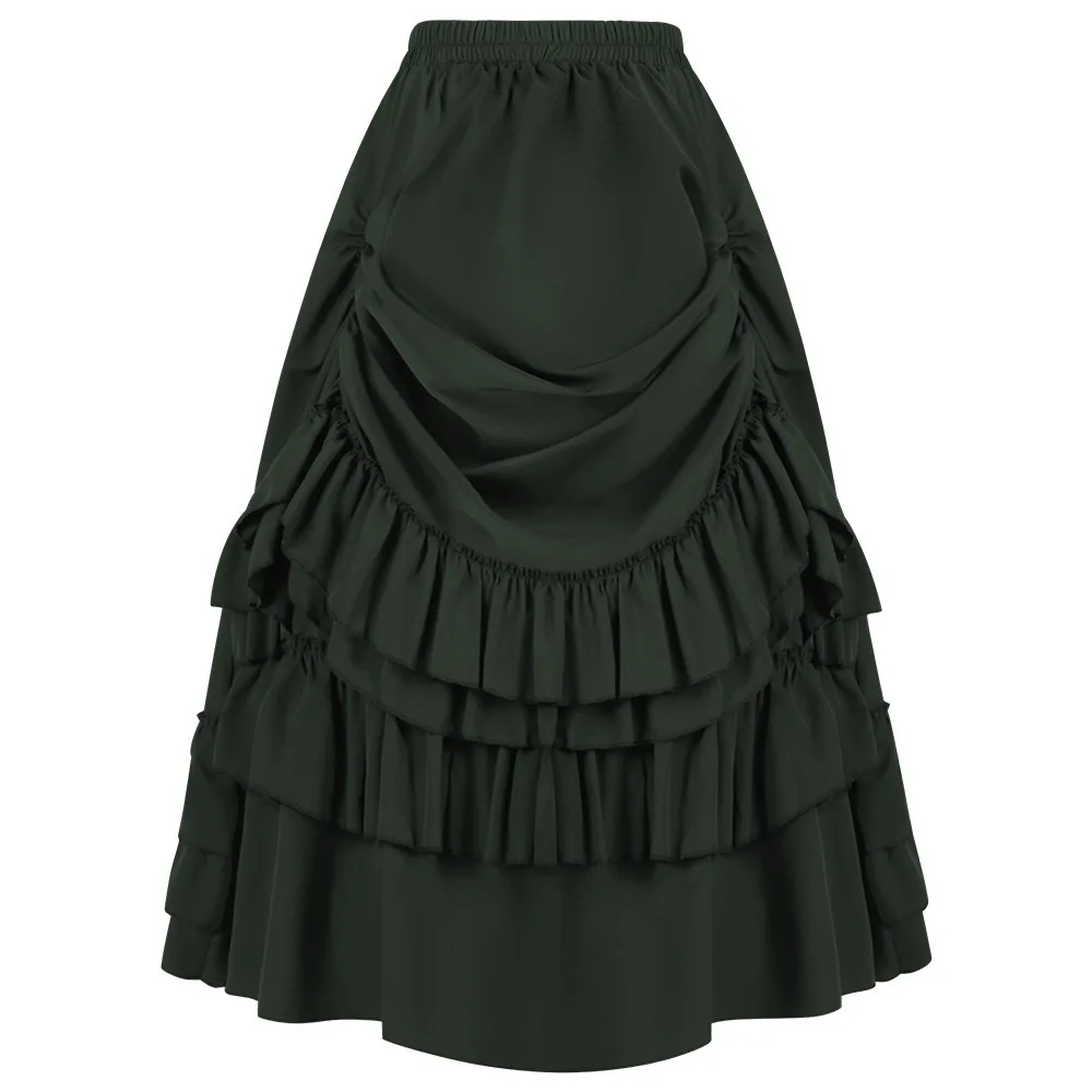 Brown Ruffled High Waisted Long Victorian Skirt Steampunk Skirts Womens Party Wear Gothic Vintage Clothes Medieval Costume Sexy - Image 3