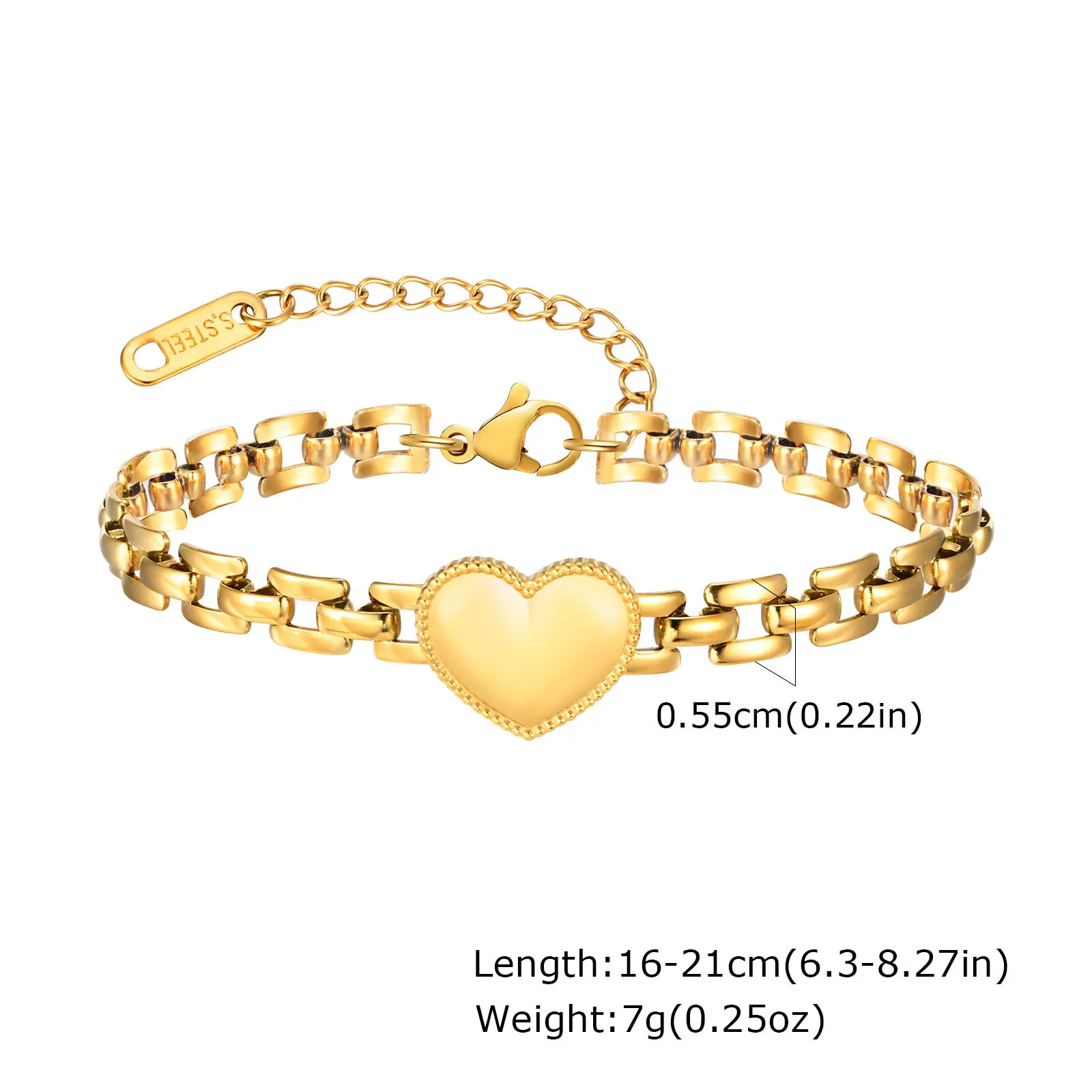 Chunky Stainless Steel Link Chain Bracelet For Woman, Gold Plated Layering Bracelets Wristband Waterproof Jewelry - Image 15