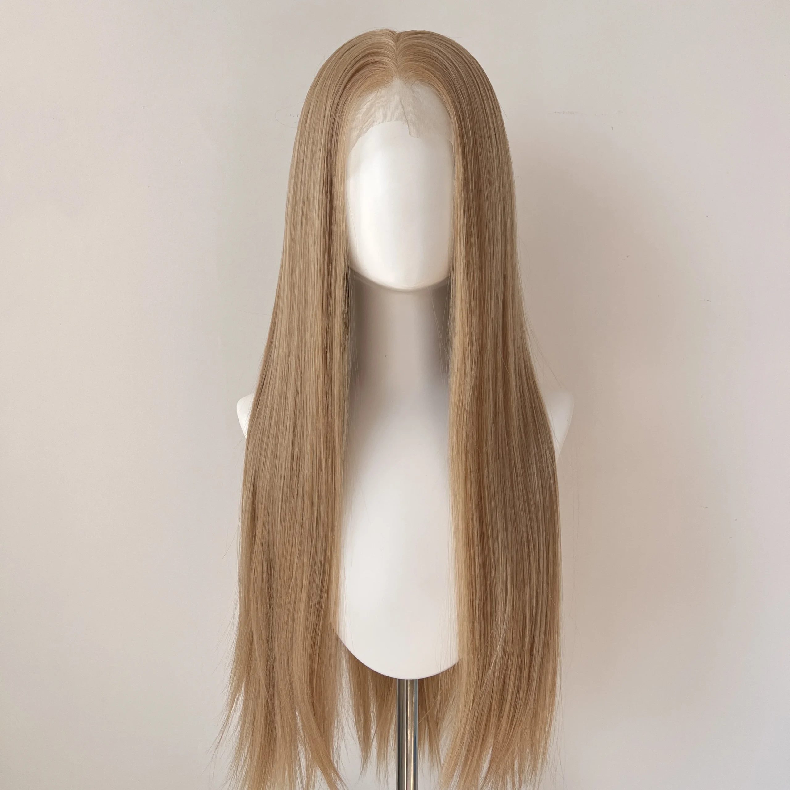 Light Blonde Color Synthetic Full Lace Wigs for Black Women Heat Resistant 26 Inch Long Straight Full Hand Tied Free Part 150% - Image 13