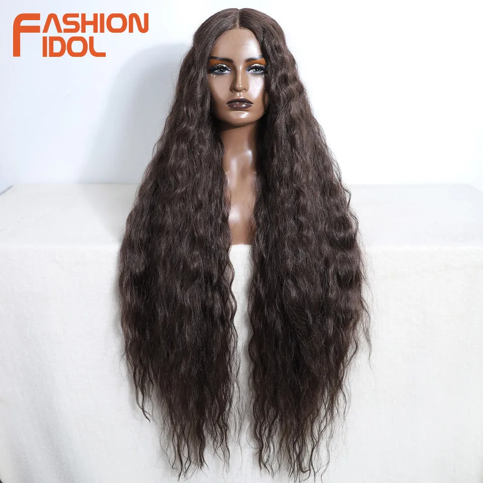 FASHION IDOL Synthetic Lace Wigs 42 Inch Long Cosplay Curly Hair Blonde 613 Pink Colorful Wigs For Woman Synthetic Lace Wig - Image 16