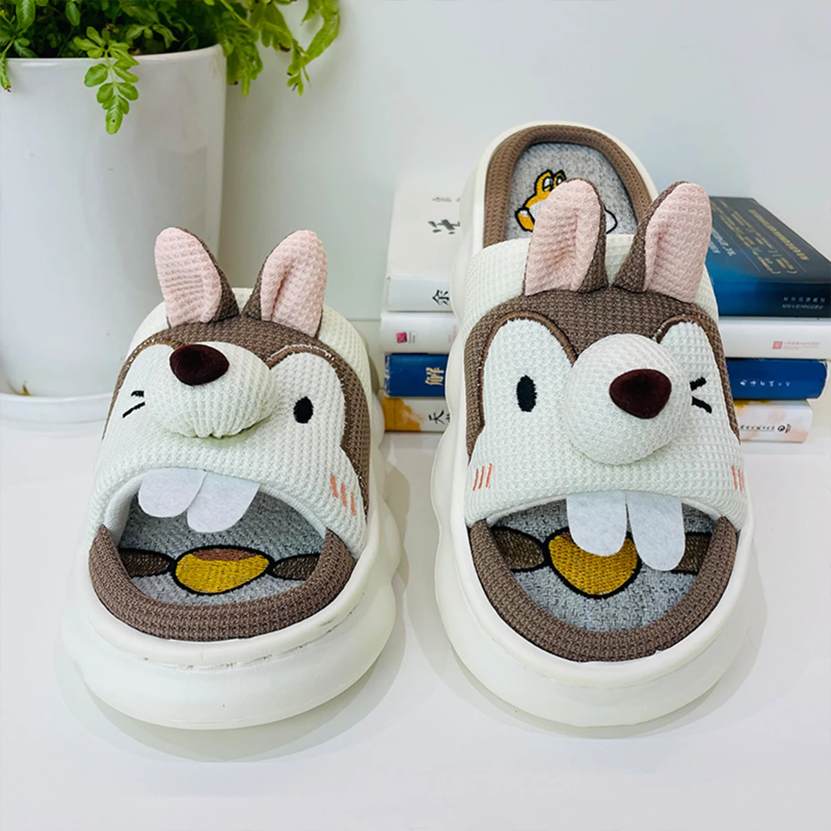 Mo Dou All Senson Designer Slippers Cute Cartoon Lovely Animals Bedroom Cotton Home Shoes Indoor Thick Sole Couples Men Women - Image 8