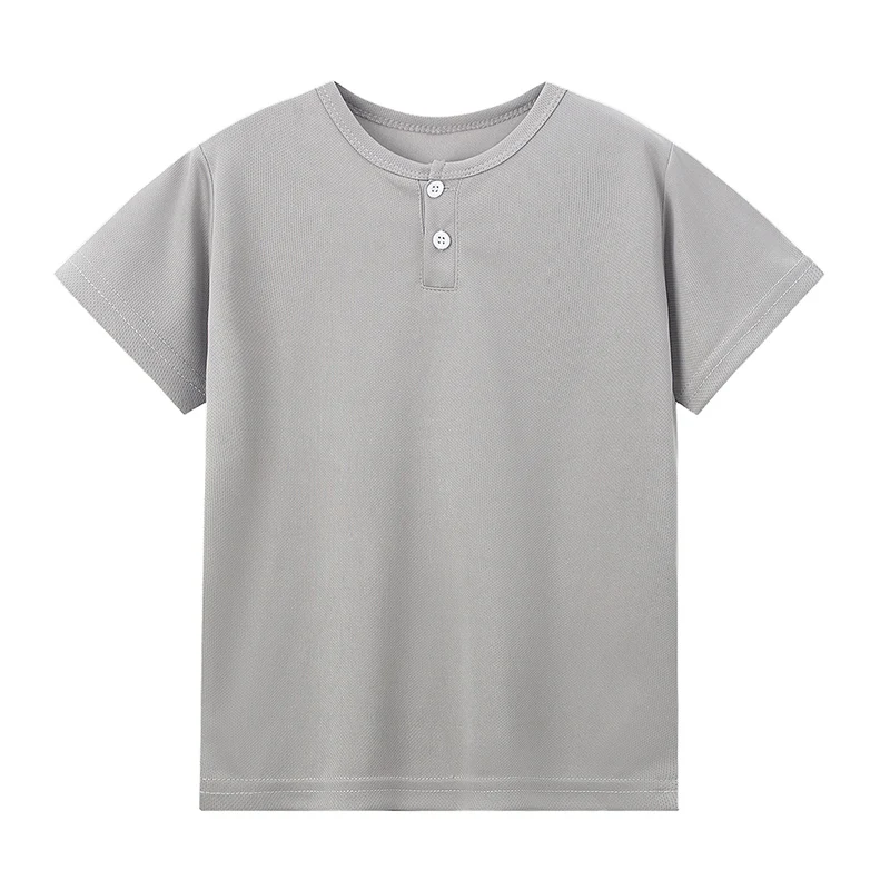 3/1 Pcs Children's Quick-drying Multicolor Breathable Henry Short-sleeved Boy Casual Fashion Button Top Joker Gentleman Student - Image 5
