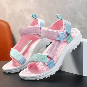 Summer Children Pink Sandals Girls Boys Breathable Sport Running Non-Slip Soft Outdoor Beach Kids Casual Waking Slippers  Shoes