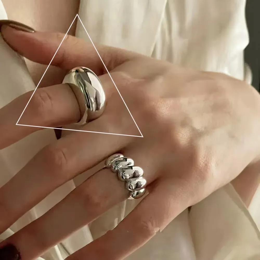 VENTFILLE 925 Sterling Silver Wave Ring – Adjustable Irregular Golden Stackable Band - Image 30