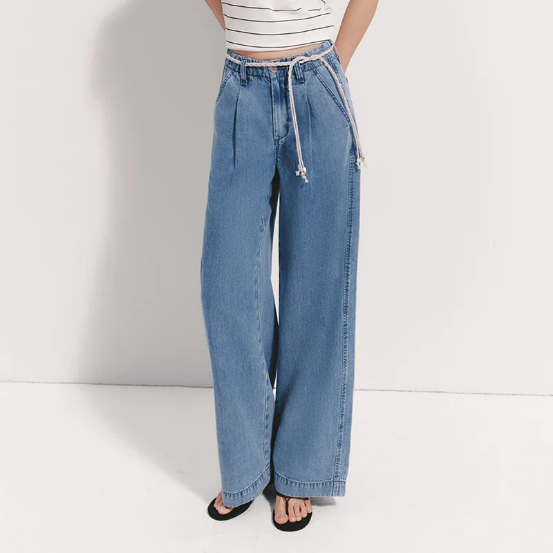 Semir Women Jeans Soft Cool Belted Loose Wide Leg Denim Pants 2026 Summer Casual Daily - Image 8