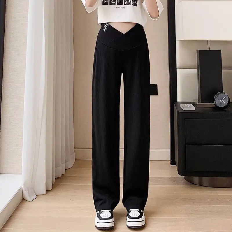 Pregnant Women Summer Thin Wide Leg Pants Loose Maternity Abdomen High Waist Trousers Pregnancy Full Length Belly Pants - Image 2