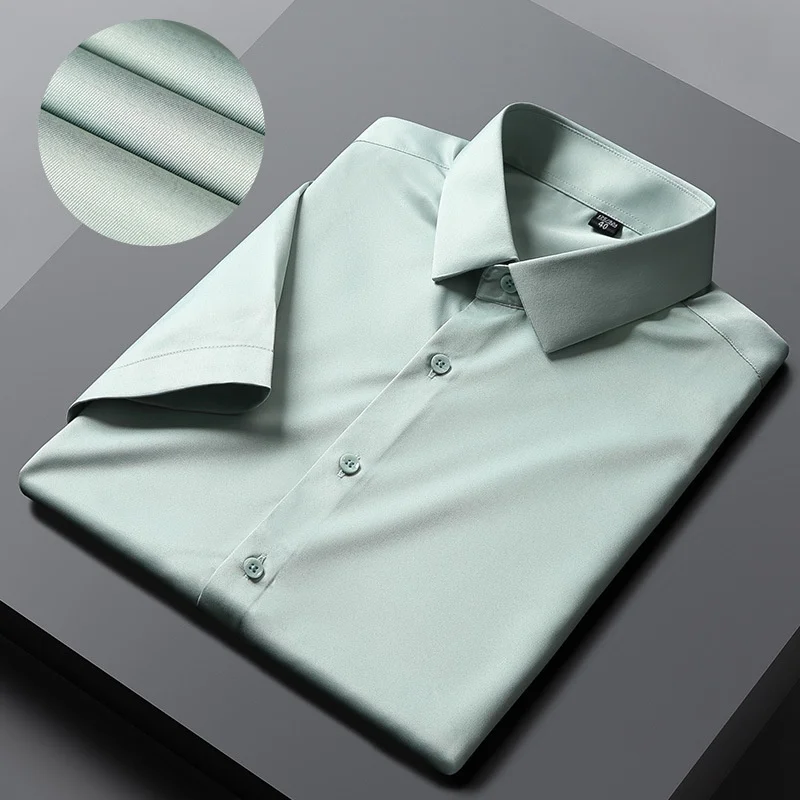 Men Shirts Short Sleeves Dress Shirts For Men Slim Fit Camisa Social Business Blouse White Office Shirt Men's Clothing S-4XL - Image 13