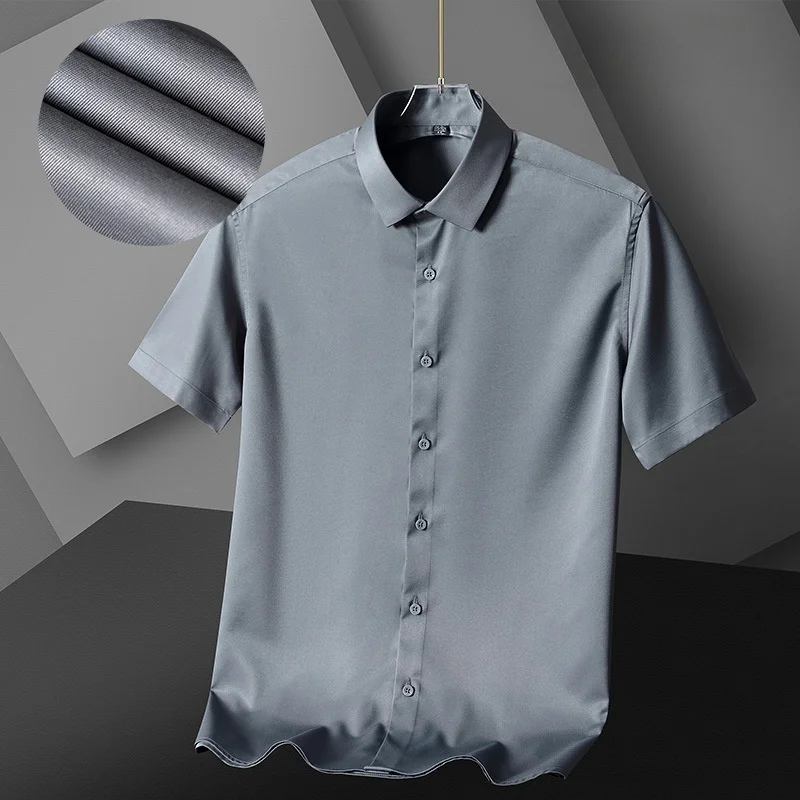 Men Shirts Short Sleeves Dress Shirts For Men Slim Fit Camisa Social Busines White Office Shirt Men's Clothing S-4XL - Image 2