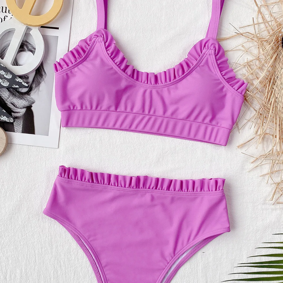 Bikini 2026 Sexy Swimwear Swimsuit Women Solid Ruffled High Waist Bikinis Set Bathing Suit Bikini Taille Haute Biquinis Feminino - Image 4