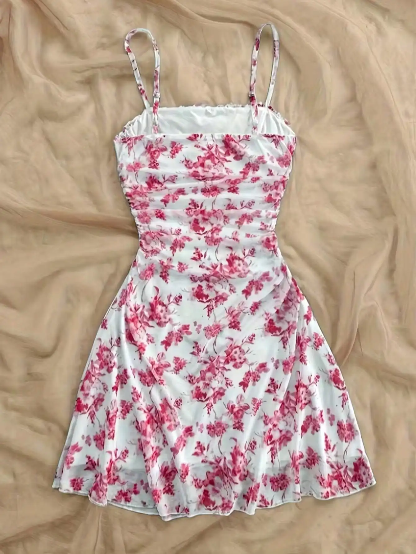 2026 Women's Summer Dress Youth New Flower Printed Hanging Neck Dress Fashionable and Elegant Four Seasons Children's Dress