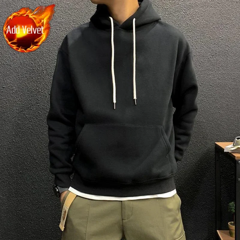 Sweatshirts For Man Fleeced Green Men's Clothing Hooded Hoodies Solid Simple Elegant Hot Offers Sweat Shirt Welcome Deal Cheap - Image 7