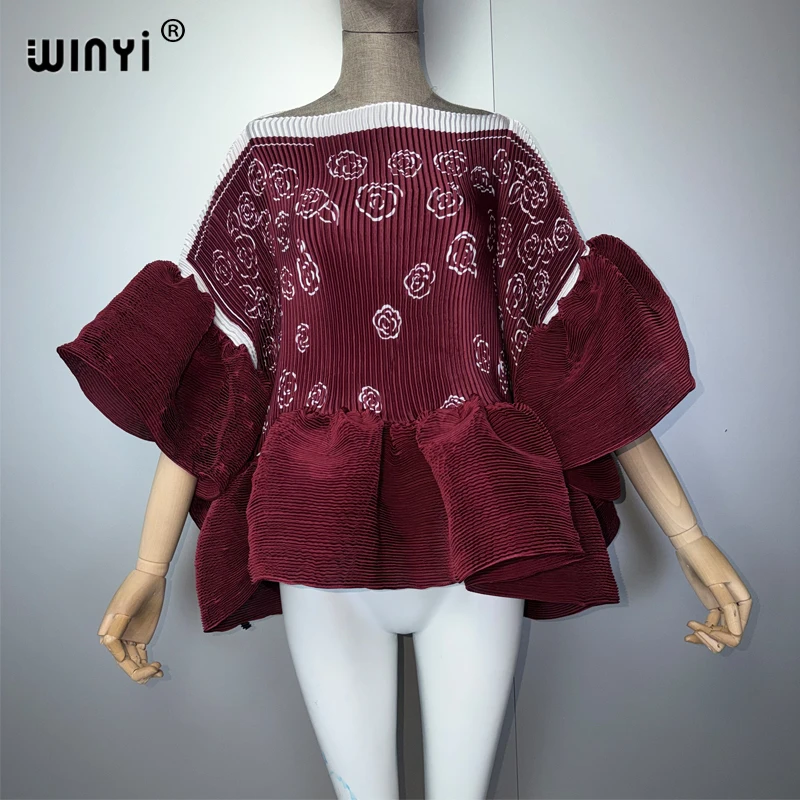 WINYI Summer Clothes Africa Pleated Elastic Casual Top Kawaii Jacket Beach Cover Up Women's T-Shirts Evening Dress - Image 12
