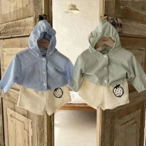 WT22066 Boys Summer Anti-Mosquito Long Sleeve Hooded Jacket Infant Protection Clothing Baby Boys Summer Outfit