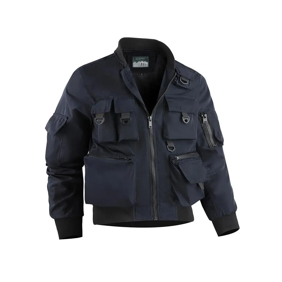 Spring And Autumn Men's Pilot Jacket Baseball Jacket Functional Multi Pocket Thin Wear Resistant Jacket Workwear Printed LOGO - Image 9