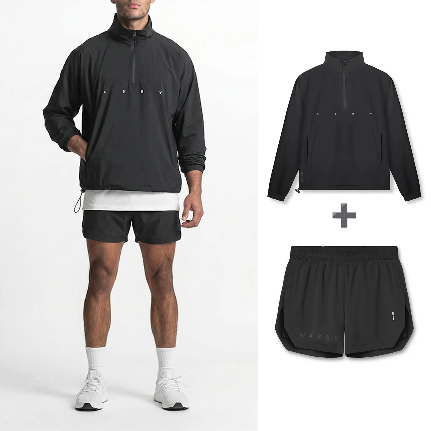 Men 2-Piece Activewear Set Half-Zip Pullover 2-in-1 Shorts Quick Dry Water Repellent Drop Shoulder Workout Running Tracksuit - Image 18