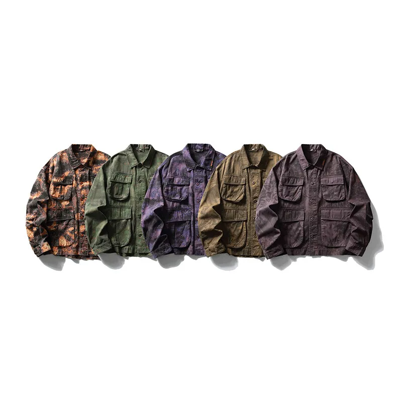 Men Camouflage Washed Cotton Loose Casual Outdoor Track Tooling Cargo Jacket Women Streetwear Fashion Oversize Techwear Coat - Image 5