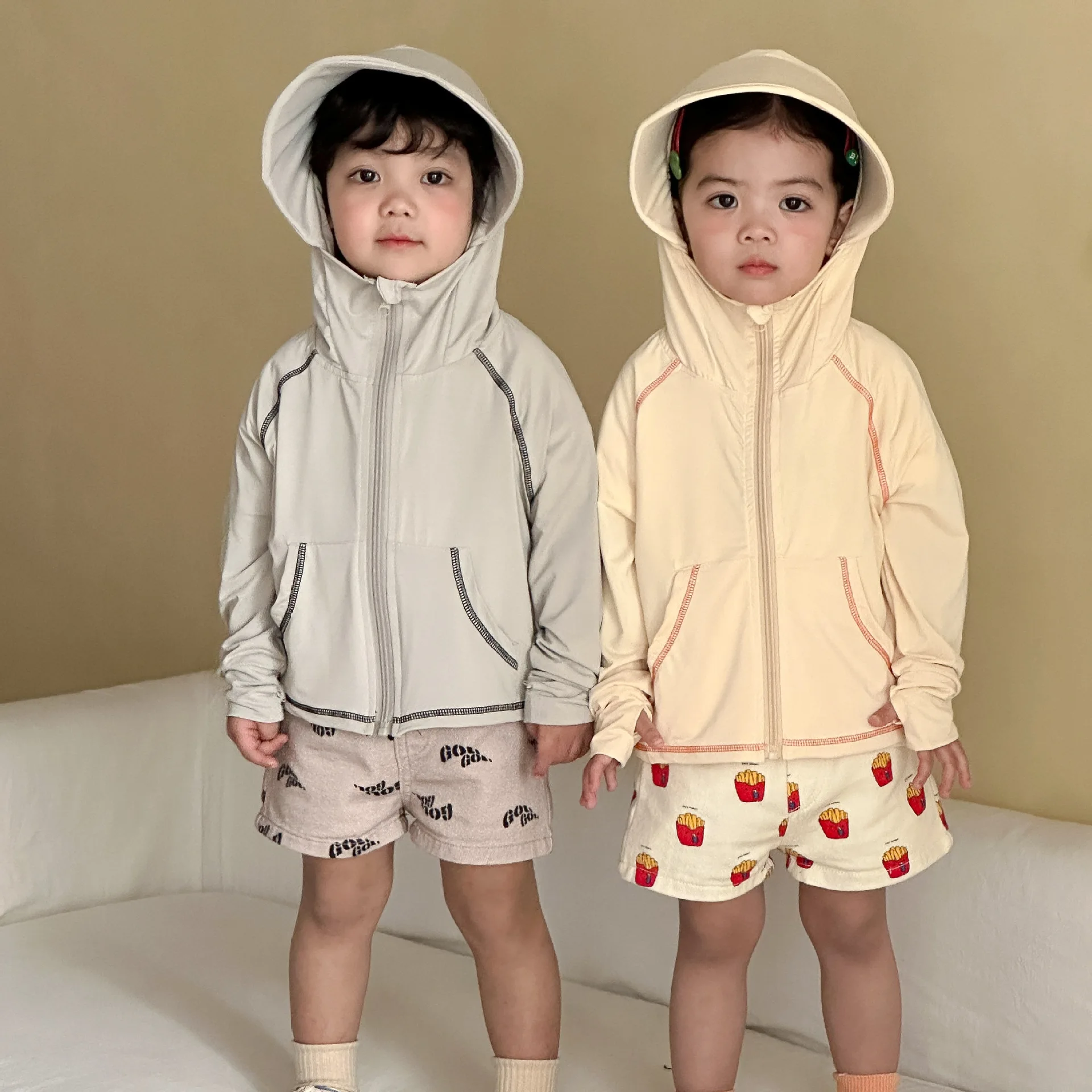 2026 New Summer Silky Soft Loose Hooded Coat for Kids Solid Color Zipper Jacket Children's Sunproof Quick-dry Hoodies Streetwear - Image 2