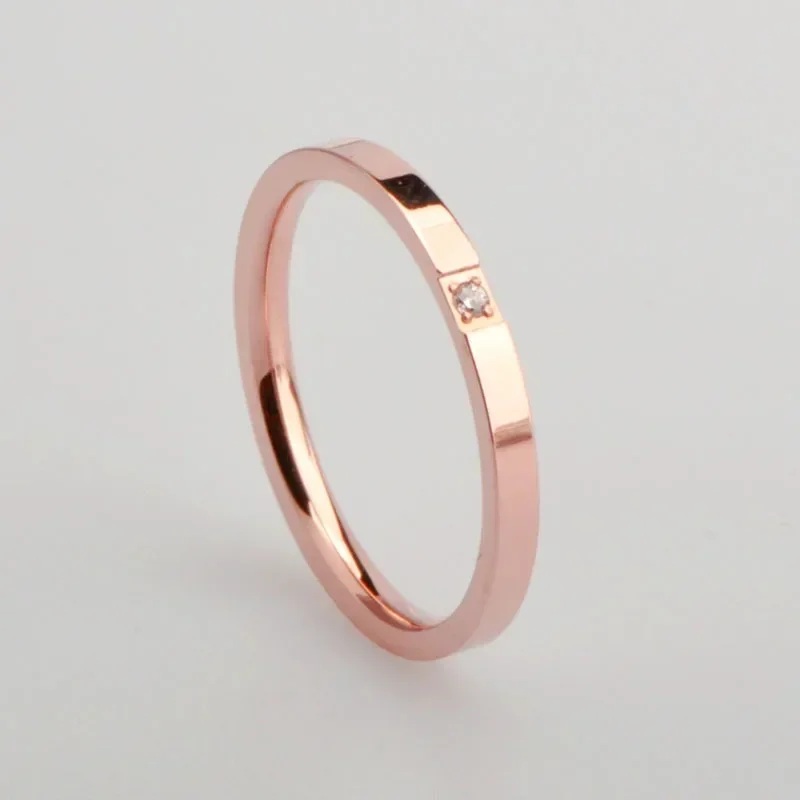 High End Pvd Single Zircon Thin Rings For Women Stainless Steel Ring Cocktail Reception Ring Jewelry Wholesale - Image 3
