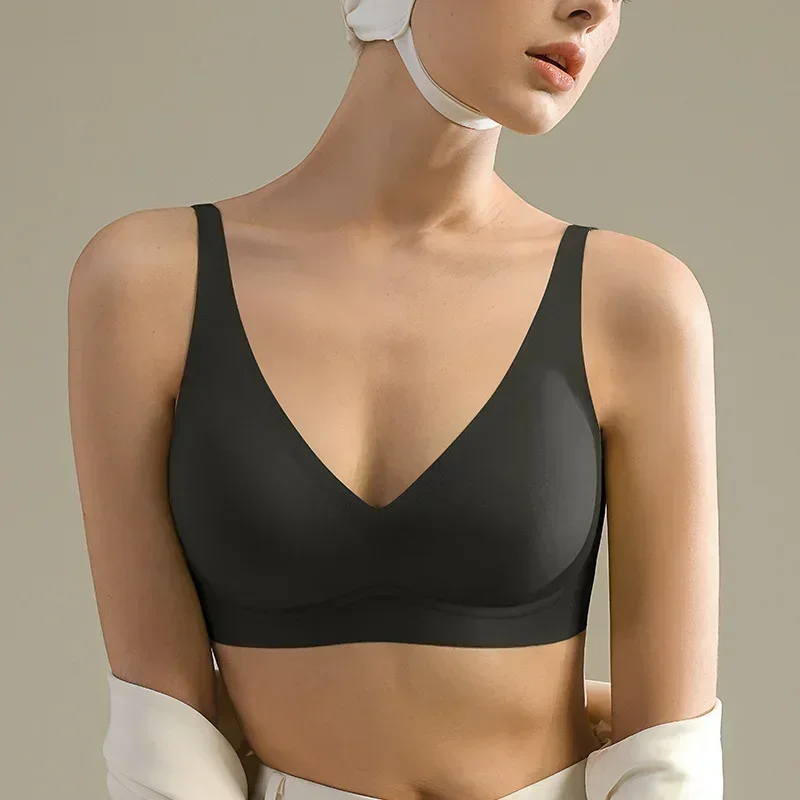 SUJIIN Sexy Seamless Wireless Bras for Women Push Up Padded Soft Support Invisible Lift V Neck Bralette Smooth Bra Female MX208 - Image 11