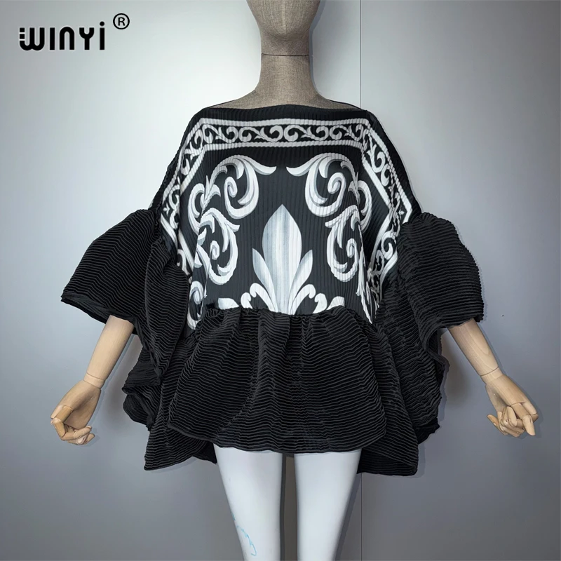 WINYI Summer Clothes Africa Pleated Elastic Casual Top Kawaii Jacket Beach Cover Up Women's T-Shirts Evening Dress - Image 10