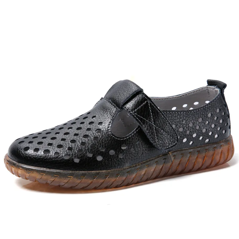 Summer Women Flats Shoes Cutouts Genuine Leather Loafers Shoes Woman Breathable Ballet Flats Oxford Women Casual Shoes WSH3587 - Image 6