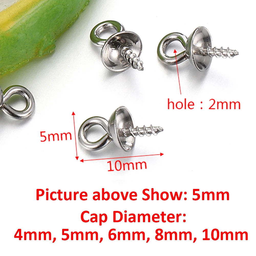 50pcs Gold Color Stainless Steel Screw Eye Pins Bail Top Drilled Beads End Caps - Image 4