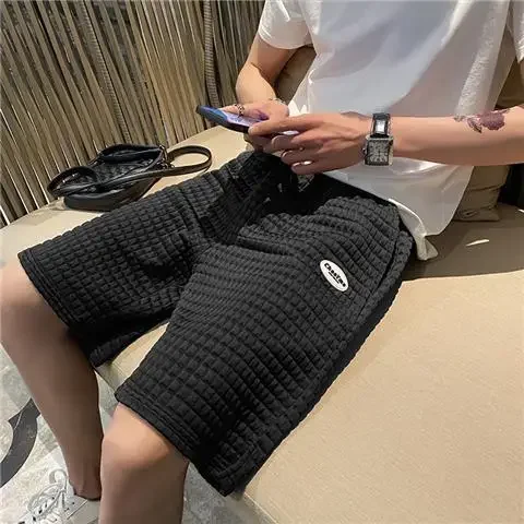 Shorts for Men Waffle Hiphop Black Man Short Pants with Pockets Dry Fit in Bulk Casual Korean Style New Pant 2025 Designer Y2k - Image 7