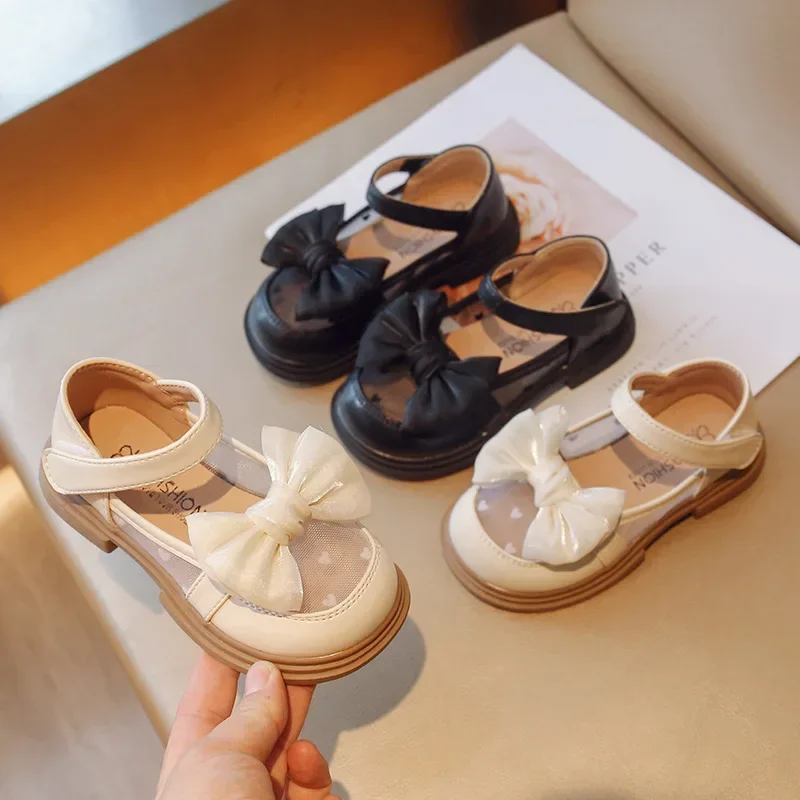Size 23-35 Children Flat Shoes Lace Girls Princess Shoes with Bow Spring Autumn Summer Wedding Small Leather Shoes - Image 2