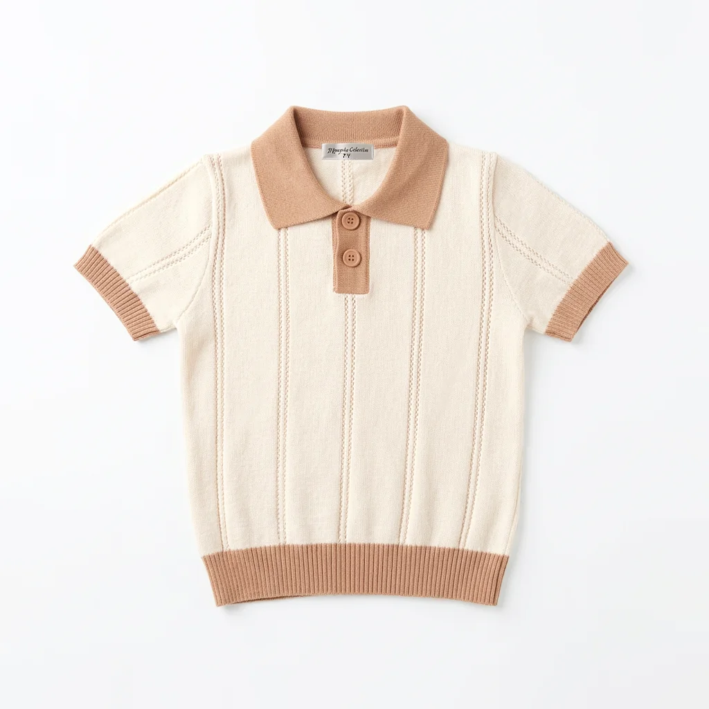 Fashion Boys Knit Polo Shirt Summer Short Sleeve Ribbed Pullover Knit Tees Soft Breathable Kids Knit Tshirts School Daily Wear - Image 8