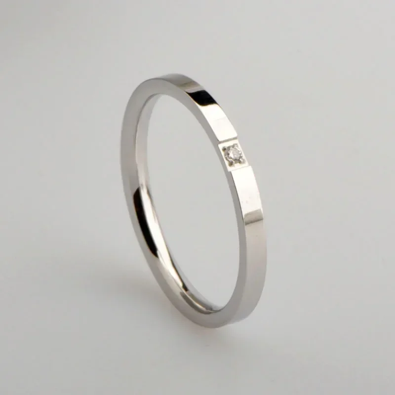 High End Pvd Single Zircon Thin Rings For Women Stainless Steel Ring Cocktail Reception Ring Jewelry Wholesale - Image 6