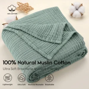Simple Muslin Summer Blanket 100% Cotton Breathable Skin-friendly Lightweight Bed Blanket 6 Layer Couch Sofa Blankets for Throw