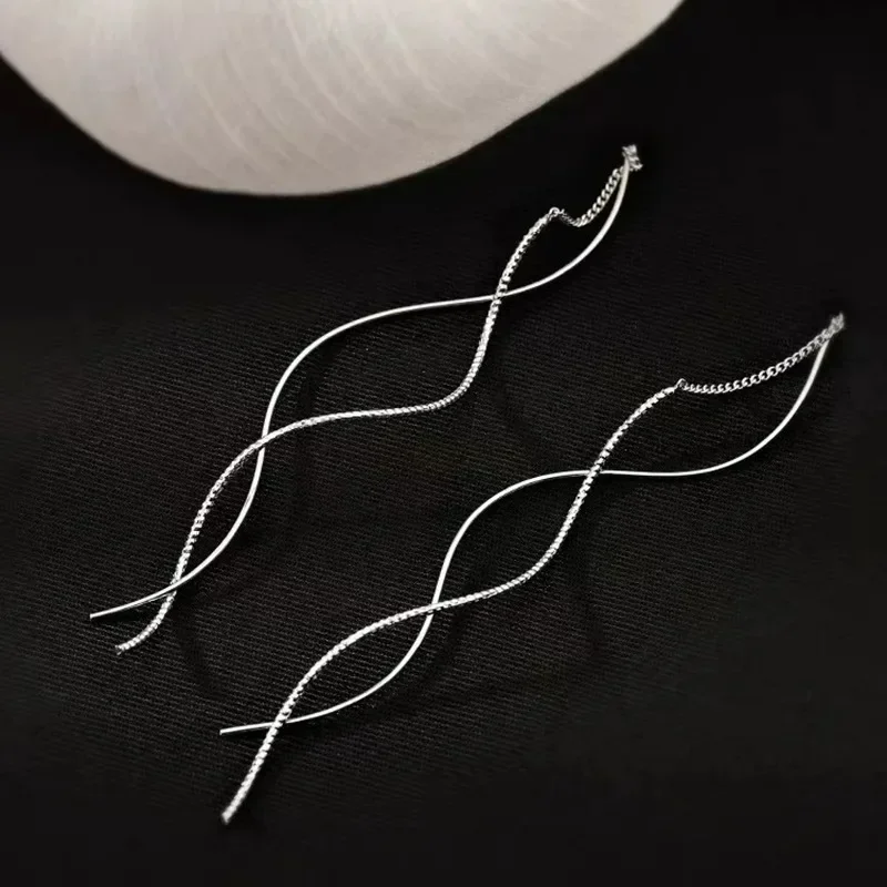 New Minimalist Long Wavy Fringe Earrings New Women Fashionable Hanging Earrings High-End Jewelry Minimalist Accessories Gifts - Image 3
